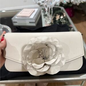 Ralph Lauren White shoulder bag with Floral Detail